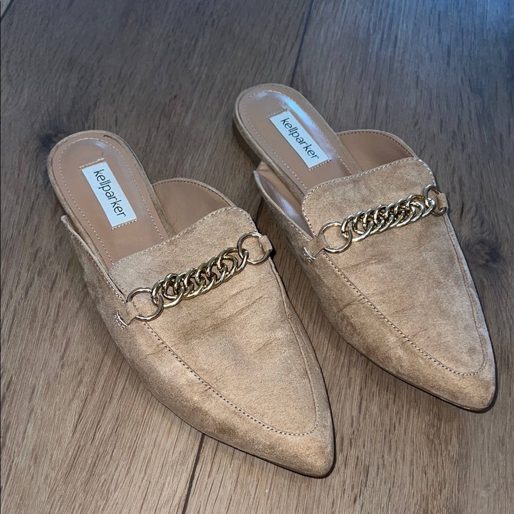 Women's Beige Chain Mules